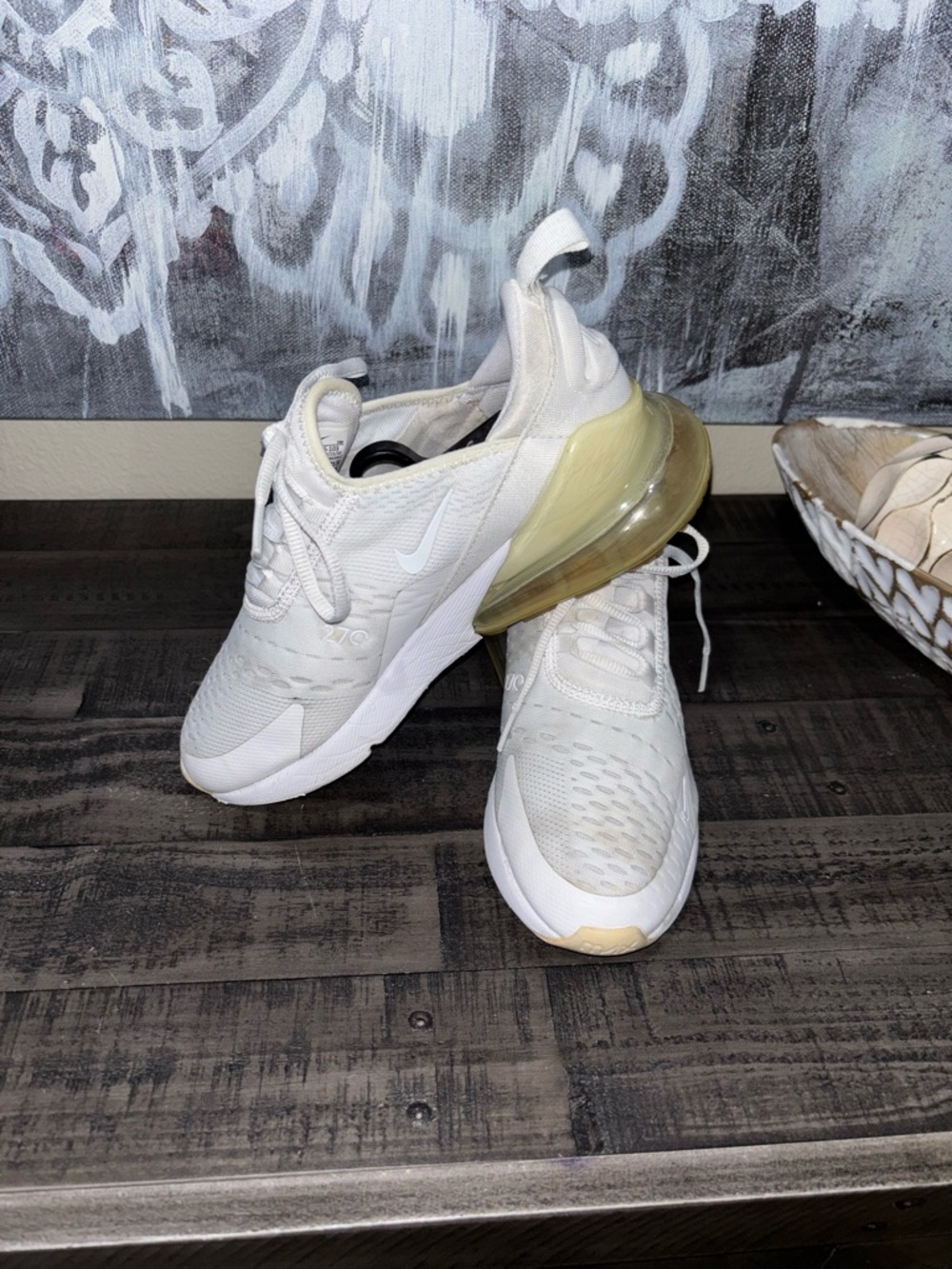 Nike Air Max 270 Triple White Metallic Silver Size 6Y - Picture 3 of 14